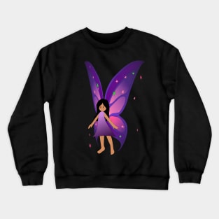 Fairy with Purple wings and long dark hair Crewneck Sweatshirt